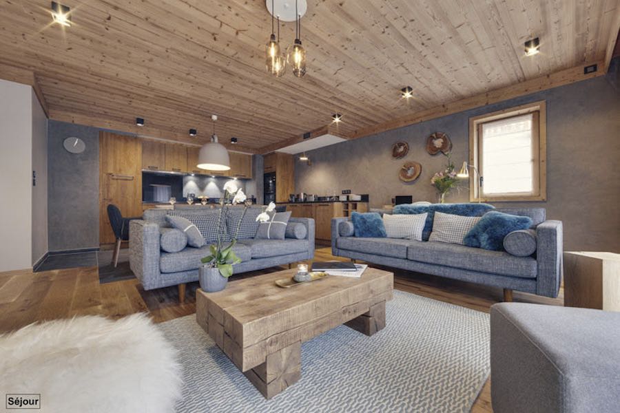 appartement emilou, le saon et la cuisine